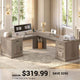 SEDETA 69 Inch Executive L Shaped Computer Desk with Drawers and Storage Cabinet Power Outlets Classical American Style