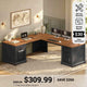 SEDETA® 69 Inch Farmhouse Executive L Shaped Desk Corner Computer Desk with Drawers and Storage Cabinet Power Outlet