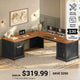 SEDETA 69 Inch Executive L Shaped Computer Desk with Drawers and Storage Cabinet Power Outlets Classical American Style