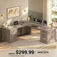 SEDETA | 69 Inch Executive Desk Farmhouse L Shaped Computer Desk with Drawers Storage Cabinet Power Outlet