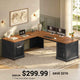 SEDETA | 69 Inch Executive Desk Farmhouse L Shaped Computer Desk with Drawers Storage Cabinet Power Outlet