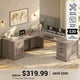 SEDETA 69 Inch Executive L Shaped Computer Desk with Drawers and Storage Cabinet Power Outlets Classical American Style
