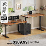 SEDETA® 94 Inch Electric Standing Desk Height Adjustable Two Person Long Computer Desk with 4 Drawers 2 Power Outlets CPU Stand Cable Management