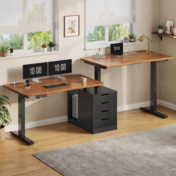 SEDETA® 94 Inch Electric Standing Desk Height Adjustable Two Person Long Computer Desk with 4 Drawers 2 Power Outlets CPU Stand Cable Management