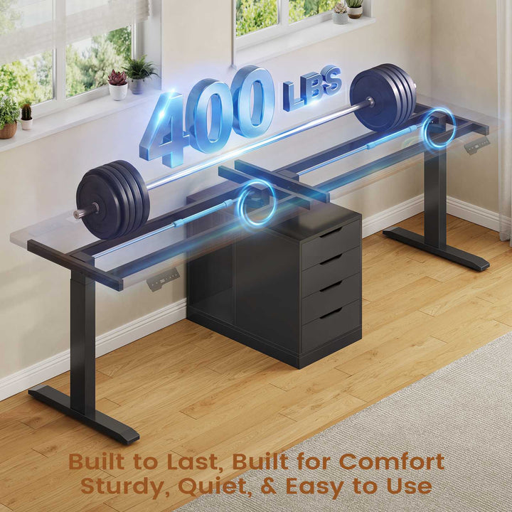SEDETA® 94 Inch Electric Standing Desk Height Adjustable Two Person Long Computer Desk with 4 Drawers 2 Power Outlets CPU Stand Cable Management