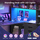 SEDETA | 59 Inch Standing Desk with 3 Drawers LED Light and Power Outlet L Shaped Office Stand Up Corner Desk with Hutch Open Shelves and Bookshelves