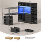SEDETA | 59 Inch Standing Desk with 3 Drawers LED Light and Power Outlet L Shaped Office Stand Up Corner Desk with Hutch Open Shelves and Bookshelves