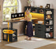 SEDETA | 59 Inch Standing Desk with 3 Drawers LED Light and Power Outlet L Shaped Office Stand Up Corner Desk with Hutch Open Shelves and Bookshelves