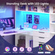 SEDETA | 59 Inch Standing Desk with 3 Drawers LED Light and Power Outlet L Shaped Office Stand Up Corner Desk with Hutch Open Shelves and Bookshelves