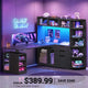 SEDETA | 59 Inch Standing Desk with 3 Drawers LED Light and Power Outlet L Shaped Office Stand Up Corner Desk with Hutch Open Shelves and Bookshelves