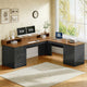 SEDETA 63 Inch Farmhouse Corner Computer Desk L Shaped Wood Desk with File Drawers Storage Monitor Stand for Home Office