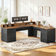 SEDETA 63 Inch Farmhouse Corner Computer Desk L Shaped Wood Desk with File Drawers Storage Monitor Stand for Home Office