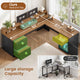 SEDETA 63 Inch Farmhouse Corner Computer Desk L Shaped Wood Desk with File Drawers Storage Monitor Stand for Home Office