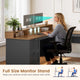 SEDETA 63 Inch Farmhouse Corner Computer Desk L Shaped Wood Desk with File Drawers Storage Monitor Stand for Home Office