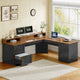SEDETA 63 Inch Farmhouse Corner Computer Desk L Shaped Wood Desk with File Drawers Storage Monitor Stand for Home Office