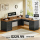 SEDETA 63 Inch Farmhouse Corner Computer Desk L Shaped Wood Desk with File Drawers Storage Monitor Stand for Home Office