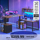 SEDETA® 94.5 Inch Reversible Height Adjustable Desk with 3 Drawers and Storage Shelves L Shaped Standing Gaming Desk with LED Light CPU Stand Corner Desk with Power Outlet and Display Cubbies
