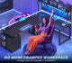 SEDETA 94.5 Inch Reversible Height Adjustable Desk with CPU Stand and Storage Shelves L Shaped Standing Gaming Desk with 3 Drawers LED Light Storage Bag Corner Desk with Power Outlet and Display Cubbies