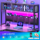 SEDETA 94.5 Inch Reversible Height Adjustable Desk with CPU Stand and Storage Shelves L Shaped Standing Gaming Desk with 3 Drawers LED Light Storage Bag Corner Desk with Power Outlet and Display Cubbies