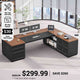 SEDETA® 78.7 Inch Corner Computer Desk L Shaped Executive Desk Modern Large Home Office Desk with Power Outlet CPU Stand Storage Cabinet 3 Drawers