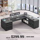 SEDETA® 78.7 Inch Corner Computer Desk L Shaped Executive Desk Modern Large Home Office Desk with Power Outlet CPU Stand Storage Cabinet 3 Drawers