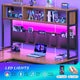 SEDETA 94.5 Inch Reversible Height Adjustable Desk with CPU Stand and Storage Shelves L Shaped Standing Gaming Desk with 3 Drawers LED Light Storage Bag Corner Desk with Power Outlet and Display Cubbies