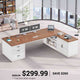 SEDETA® 78.7 Inch Corner Computer Desk L Shaped Executive Desk Modern Large Home Office Desk with Power Outlet CPU Stand Storage Cabinet 3 Drawers
