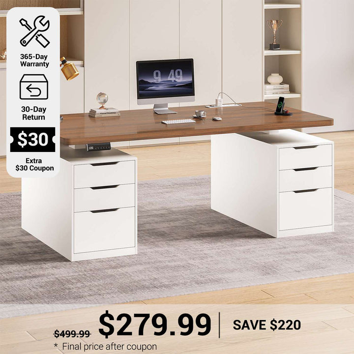 SEDETA 55 Inch Electric Standing Desk with 6 Drawers Adjustable Stand up Desk with Storage Computer Desks with Power Outlets