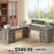 SEDETA | 67 Inch L Shaped Computer Desk with 4 File Drawers, American Style Large Executive Desk with Power Strip & Storage Cabinet