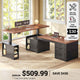 SEDETA 63 Inch Farmhouse L Shaped Standing Desk with Storage Height Adjustable Desk Convertible L Shaped Desk or 2 person Desk Computer Desks with Power Outlet
