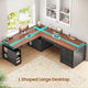 SEDETA 63 Inch Farmhouse L Shaped Standing Desk with Storage Height Adjustable Desk Convertible L Shaped Desk or 2 person Desk Computer Desks with Power Outlet