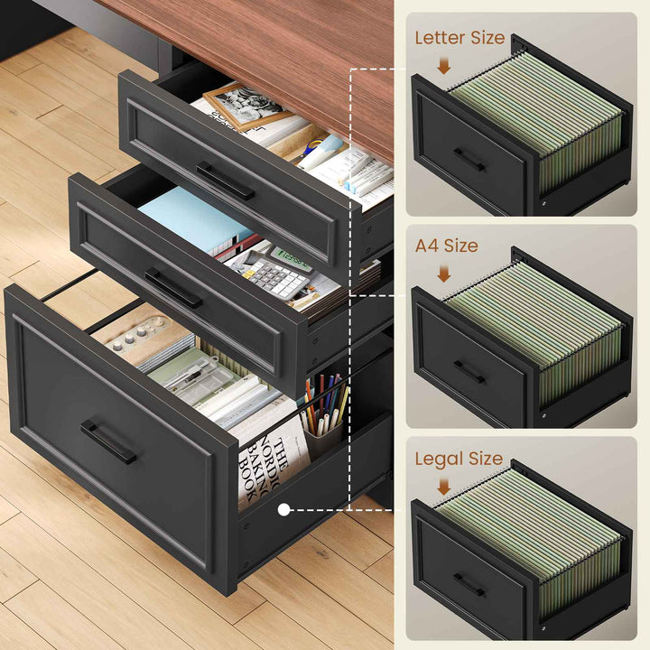 SEDETA 63 Inch Farmhouse L Shaped Standing Desk with Storage Height Adjustable Desk Convertible L Shaped Desk or 2 person Desk Computer Desks with Power Outlet