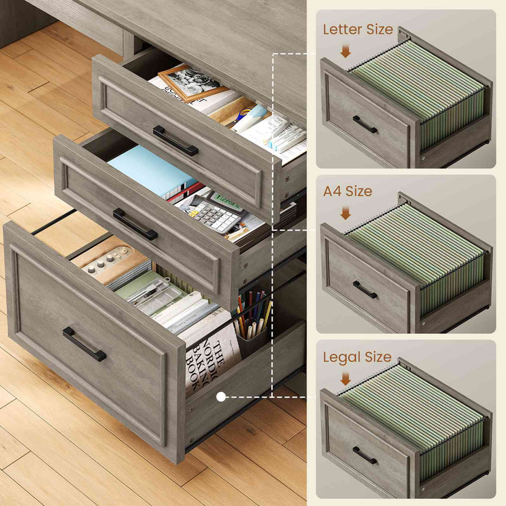 SEDETA 63 Inch Farmhouse L Shaped Standing Desk with Storage Height Adjustable Desk Convertible L Shaped Desk or 2 person Desk Computer Desks with Power Outlet