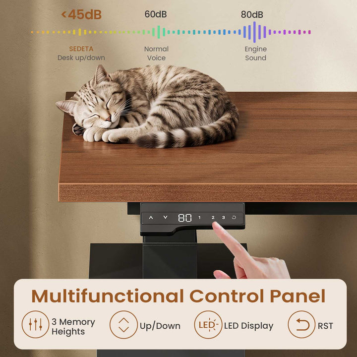 SEDETA 69 Inch L Shaped Gaming Standing Desk with 4 Drawers Storage Bookshelf Farmhouse Height Adjustable Office Desk with Storage Shelves LED Lights Power Outlet for Home Office