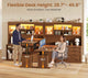 SEDETA 69 Inch L Shaped Gaming Standing Desk with 4 Drawers Storage Bookshelf Farmhouse Height Adjustable Office Desk with Storage Shelves LED Lights Power Outlet for Home Office