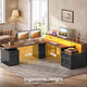 SEDETA | 76.8 Inch Farmhouse Electric Standing Desk with 2 Drawers Led Lights L Shaped Office Desk with Storage Cabinet Power Outlet Monitor Stand