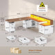SEDETA | 76.8 Inch Farmhouse Electric Standing Desk with 2 Drawers Led Lights L Shaped Office Desk with Storage Cabinet Power Outlet Monitor Stand