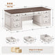 SEDETA 60.6 Inch Executive Desk with 7 Drawers Charging Station Home Office Desk with 2 File Drawers Classic Computer Desk Writing Study Desk with Storage