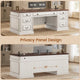 SEDETA 60.6 Inch Executive Desk with 7 Drawers Charging Station Home Office Desk with 2 File Drawers Classic Computer Desk Writing Study Desk with Storage