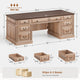 SEDETA 60.6 Inch Executive Desk with 7 Drawers Charging Station Home Office Desk with 2 File Drawers Classic Computer Desk Writing Study Desk with Storage