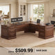 SEDETA 68.5 Inch L Shaped Executive Desk with 6 Drawers Charging Station Home Office Desk with 2 File Drawers Classic L-Shape Computer Corner Desk Writing Study Desk with Storage