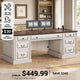 SEDETA 60.6 Inch Executive Desk with 7 Drawers Charging Station Home Office Desk with 2 File Drawers Classic Computer Desk Writing Study Desk with Storage