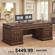 SEDETA 60.6 Inch Executive Desk with 7 Drawers Charging Station Home Office Desk with 2 File Drawers Classic Computer Desk Writing Study Desk with Storage