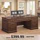 SEDETA® 60.6 Inch Home Office Desk with 7 Drawers Charging Station Executive Desk with 2 File Drawers Classic Computer Desk Writing Study Desk with Storage