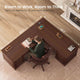 SEDETA | 68.5 Inch L Shaped Computer Desk with 6 Drawers Charging Station Executive Desk with 2 File Drawers Classic L-Shape Home Office Desk Writing Study Desk with Storage