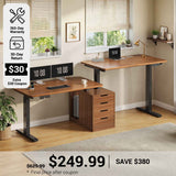 SEDETA® 94 Inch Electric Standing Desk Height Adjustable Two Person Long Computer Desk with 4 Drawers 2 Power Outlets CPU Stand Cable Management