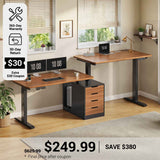 SEDETA® 94 Inch Electric Standing Desk Height Adjustable Two Person Long Computer Desk with 4 Drawers 2 Power Outlets CPU Stand Cable Management