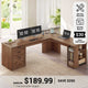 SEDETA® 67 Inch Farmhouse L Shaped Computer Desk with 3 Drawers Home Office Executive Desk with Storage Shelves and Power Outlets