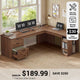 SEDETA® 67 Inch Farmhouse L Shaped Computer Desk with 3 Drawers Home Office Executive Desk with Storage Shelves and Power Outlets