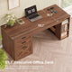 SEDETA® 55.1 Inch Executive Desk Farmhouse Computer Desk with Power Outlet 3 Drawers Storage Shelves for Home Office